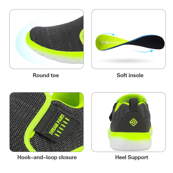 [EZ-Ons MightyMovers] Comfortable Kids Running Shoes - GREY NEON - 3